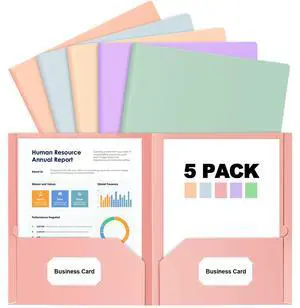 Paper Folders with Pockets, 5 Color Heavy Duty Two Pocket Folder | with Business Card Holder, for Office, High School, Business Resume Paper Folders with Pockets, 5 Color Heavy Duty Two Pocket Folder | with Business Card Holder, for Office, High School, Business Resume