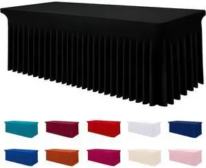 Spandex Elastic Fitted Table Cloth Skirt for 6FT Rectangle Table | Stretch Washable Table Cloth, Banquet Table Cover for Wedding, Party, Indoor & Trade Shows, (Black, 72Lx30Wx30H) Spandex Elastic Fitted Table Cloth Skirt for 6FT Rectangle Table | Stretch Washable Table Cloth, Banquet Table Cover for Wedding, Party, Indoor & Trade Shows, (Black, 72Lx30Wx30H)