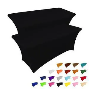 2 Pack 6FT Black Table Cloth for Rectangular Spandex Table Cover | Fitted Events Stretch Covers Washable Spandex Tablecloth Protector for Party, Wedding, Cocktail, Banquet, Festival 2 Pack 6FT Black Table Cloth for Rectangular Spandex Table Cover | Fitted Events Stretch Covers Washable Spandex Tablecloth Protector for Party, Wedding, Cocktail, Banquet, Festival