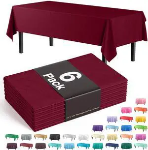 Plastic Table Cloth Disposable 6 Pack - 54 x 108 Inch Rectangle Tablecloth for 6 Foot Tables - Waterproof Table Cover for Party Wedding Birthday Graduation BBQ Catering Plastic Table Cloth Disposable 6 Pack - 54 x 108 Inch Rectangle Tablecloth for 6 Foot Tables - Waterproof Table Cover for Party Wedding Birthday Graduation BBQ Catering