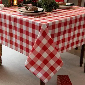 Waterproof Checkered Tablecloth Fabric - Rectangle 58x84 Inch Classic Gingham Buffalo Plaid Table Cloth for Indoor/Outdoor Use - Washable Table Cover for Kitchen, BBQs, and Parties Waterproof Checkered Tablecloth Fabric - Rectangle 58x84 Inch Classic Gingham Buffalo Plaid Table Cloth for Indoor/Outdoor Use - Washable Table Cover for Kitchen, BBQs, and Parties