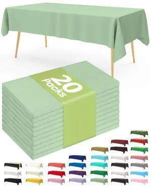 Plastic Table Cloth Disposable 20 Pack, 54 x 108 Inch Table Cloths, Easter Party, Decorative Tablecloths, Rectangle, Light, Pastel Plastic Cover, Leakproof & Sturdy, Sage Green Plastic Table Cloth Disposable 20 Pack, 54 x 108 Inch Table Cloths, Easter Party, Decorative Tablecloths, Rectangle, Light, Pastel Plastic Cover, Leakproof & Sturdy, Sage Green