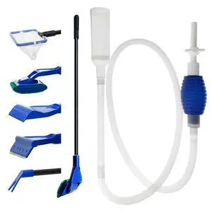 Aquarium Fish Tank Cleaning Kit - 5 in 1 Algae Scraper Set - Siphon Vacuum for Water Changing and Sand Cleaner (Cleaner Set) Aquarium Fish Tank Cleaning Kit - 5 in 1 Algae Scraper Set - Siphon Vacuum for Water Changing and Sand Cleaner (Cleaner Set)