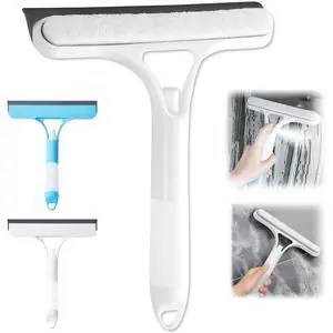 Shower Squeegee for Glass Doors, 3 in 1 Squeegee for Shower Glass with Spray, Scrubber and Shower Squeegee for Glass Doors, Mirrors, Car and Home, All-Purpose Window Cleaner Tool (White) Shower Squeegee for Glass Doors, 3 in 1 Squeegee for Shower Glass with Spray, Scrubber and Shower Squeegee for Glass Doors, Mirrors, Car and Home, All-Purpose Window Cleaner Tool (White)