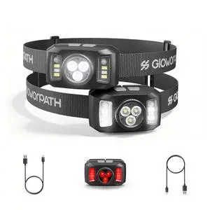 Headlamp Rechargeable, Ultra Bright White Red Head Flashlight | 6 modes head lights for forehead, motion sensor, ipx5 waterproof for outdoor camping running fishing (2, Black) Headlamp Rechargeable, Ultra Bright White Red Head Flashlight | 6 modes head lights for forehead, motion sensor, ipx5 waterproof for outdoor camping running fishing (2, Black)