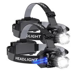 Super Bright Headlamp Rechargeable 2 Pack Head Light, Zoom Head Lamp with Sensor Mode & Rear Red Light, Waterproof Head Torch/Headlight Flashlight with 6 Helmet Clips for Fishing Super Bright Headlamp Rechargeable 2 Pack Head Light, Zoom Head Lamp with Sensor Mode & Rear Red Light, Waterproof Head Torch/Headlight Flashlight with 6 Helmet Clips for Fishing