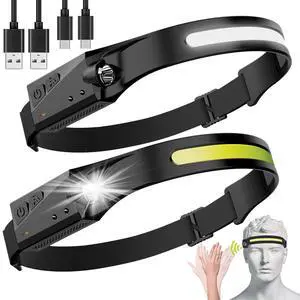 2 Pack LED Headlamp, Rechargeable Motion Sensor Wide Beam Headlight | 350 Lumens 230° Wide Beam, Lightweight, 5 Light Modes, Adjustable, Waterproof for Outdoor Running Camping Hiking Fishing 2 Pack LED Headlamp, Rechargeable Motion Sensor Wide Beam Headlight | 350 Lumens 230° Wide Beam, Lightweight, 5 Light Modes, Adjustable, Waterproof for Outdoor Running Camping Hiking Fishing