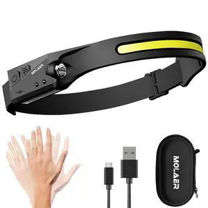 Rechargeable LED Headlamp, 230° Illumination Headlight with Motion Sensor, Lightweight, Weatherproof, 2 Light Source Head Lamp Flashlight for Camping, Hiking, Running, Outdoor - Adults and Kids Rechargeable LED Headlamp, 230° Illumination Headlight with Motion Sensor, Lightweight, Weatherproof, 2 Light Source Head Lamp Flashlight for Camping, Hiking, Running, Outdoor - Adults and Kids