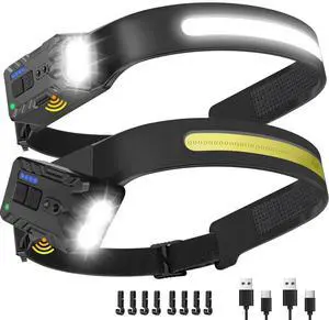 Rechargeable LED Headlamp 2-Pack (Upgraded 2026), 500 Lumens, 230° Wide Beam, USB-C Rotating & Pivoting Lamp Head; Lightweight, Hard-Hat Ready for Camping, Running, Fishing & Repairs Rechargeable LED Headlamp 2-Pack (Upgraded 2026), 500 Lumens, 230° Wide Beam, USB-C Rotating & Pivoting Lamp Head; Lightweight, Hard-Hat Ready for Camping, Running, Fishing & Repairs