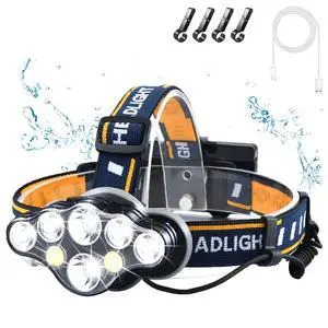 Rechargeable Headlamp, 8 LED 18000 Lumen Super Bright Waterproof Headlight with Red Lights, 8 Light Modes Head Lamp for Emergency Light Outdoors Fishing Hiking Camping Running (1, Yellow) Rechargeable Headlamp, 8 LED 18000 Lumen Super Bright Waterproof Headlight with Red Lights, 8 Light Modes Head Lamp for Emergency Light Outdoors Fishing Hiking Camping Running (1, Yellow)
