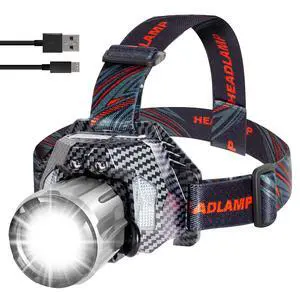 LED Headlamp Rechargeable, 5 Color Modes Flashlight with Motion Sensor, Zoomable & Waterproof, 7000mAh USB-C, Perfect for Hiking, Running, Repairing, Fishing & Cycling LED Headlamp Rechargeable, 5 Color Modes Flashlight with Motion Sensor, Zoomable & Waterproof, 7000mAh USB-C, Perfect for Hiking, Running, Repairing, Fishing & Cycling