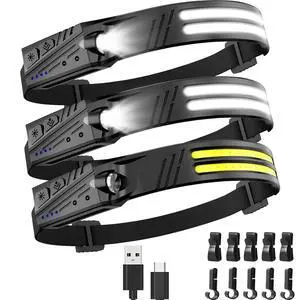 Headlamp Flashlight,3 Pack Super Bright 2000 Head Lamp,230°Wide Beam 1500mAh Lampe Frontale,5 Modes IPX5 Waterproof 0.14lb Lightweight Headlights for Camping Essentials Hiking Headlamp Flashlight,3 Pack Super Bright 2000 Head Lamp,230°Wide Beam 1500mAh Lampe Frontale,5 Modes IPX5 Waterproof 0.14lb Lightweight Headlights for Camping Essentials Hiking