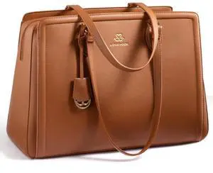 Laptop Bag for Women,15.6 Inch Laptop Computer Tote Bag, Large Capacity and Waterproof Leather Work Bags, Professional Business Office Handbag Purse, Great Gifts for Women, Brown Laptop Bag for Women,15.6 Inch Laptop Computer Tote Bag, Large Capacity and Waterproof Leather Work Bags, Professional Business Office Handbag Purse, Great Gifts for Women, Brown