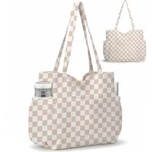 Corduroy Tote Bag for Women, Large Capacity Cute Tote Bags With 6 Pockets, Laptop Tote Bag Crossbody Shoulder Handbag Teacher Nurse Bags for Work Travel Gym(Khaki Grid) Corduroy Tote Bag for Women, Large Capacity Cute Tote Bags With 6 Pockets, Laptop Tote Bag Crossbody Shoulder Handbag Teacher Nurse Bags for Work Travel Gym(Khaki Grid)