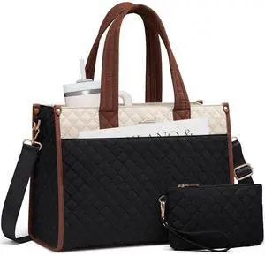 Laptop Bag for Women,15.6 Inch Laptop Tote Bag,Quilted Work Tote Bags Women, Professional Computer Business Teacher Tote Bag Office Briefcase Purse,Lightweight Shoulder Travel Laptop Bag for Women,15.6 Inch Laptop Tote Bag,Quilted Work Tote Bags Women, Professional Computer Business Teacher Tote Bag Office Briefcase Purse,Lightweight Shoulder Travel