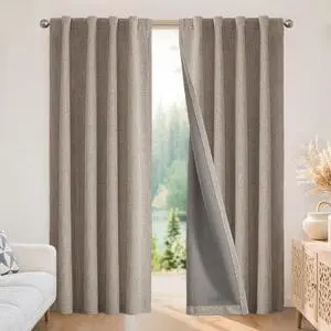 100% Blackout Curtains for Bedroom - Nature Linen 84 Inch Long | Light Blocking 2 Panels Set, Rod Pocket & Back Tabs Living Room Drapes, Thermal Insulated Room Darkening Window Curtains 100% Blackout Curtains for Bedroom - Nature Linen 84 Inch Long | Light Blocking 2 Panels Set, Rod Pocket & Back Tabs Living Room Drapes, Thermal Insulated Room Darkening Window Curtains
