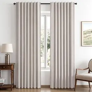 100% Blackout Linen Curtains for Bedroom 42 x 84 Inch Ivory 2 Panels | Thermal Insulated, Room Darkening Drapes for Living Room, Back Tab Rod Pocket Pinch Pleated, Solid Luxury Decor 100% Blackout Linen Curtains for Bedroom 42 x 84 Inch Ivory 2 Panels | Thermal Insulated, Room Darkening Drapes for Living Room, Back Tab Rod Pocket Pinch Pleated, Solid Luxury Decor