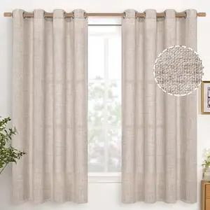 Linen Semi Sheer Curtains 63 Inch Length, Light Filtering Drapes | Bronze Grommet Beige Window Treatments for Office Bedroom Living Room, 2 Panels, 52 X 63 Inch Linen Semi Sheer Curtains 63 Inch Length, Light Filtering Drapes | Bronze Grommet Beige Window Treatments for Office Bedroom Living Room, 2 Panels, 52 X 63 Inch