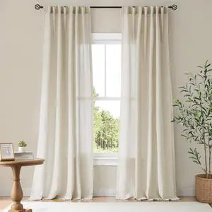 Natural Linen Curtains & Drapes for Windows 84 inch Long, Rod Pocket & Back Tab Thick Flax Semi Sheer Privacy Assured with Light Filtering for Bedroom/Living Room, W55 x L84, 2 Pieces Natural Linen Curtains & Drapes for Windows 84 inch Long, Rod Pocket & Back Tab Thick Flax Semi Sheer Privacy Assured with Light Filtering for Bedroom/Living Room, W55 x L84, 2 Pieces