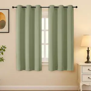 Sage Green Room Darkening Curtains for Bedroom 63 Inch Length 2 Panels Set, Thermal Insulated Energy Saving Curtains for Kids Room, Grommet Solid Nursery Window Treatment Drapes, W40 x L63 Sage Green Room Darkening Curtains for Bedroom 63 Inch Length 2 Panels Set, Thermal Insulated Energy Saving Curtains for Kids Room, Grommet Solid Nursery Window Treatment Drapes, W40 x L63