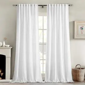 White Linen Curtains 84 Inch Length 2 Panels for Bedroom Living Room | Soft Thick Linen Textured Back Tab Window Drapes, Semi Sheer Light Filtering, Rod Pocket, Modern Farmhouse Decor White Linen Curtains 84 Inch Length 2 Panels for Bedroom Living Room | Soft Thick Linen Textured Back Tab Window Drapes, Semi Sheer Light Filtering, Rod Pocket, Modern Farmhouse Decor