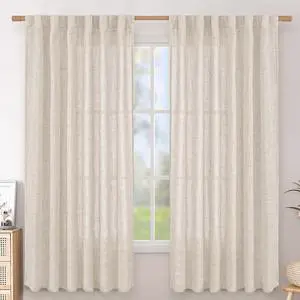 Linen Curtains 63 Inch Length 2 Panels Living Room Semi Sheer Drapes | Light Filtering Window Treatments with Rod Pocket Back Tab Lightweight for Bedroom, 52 X 63 Inch Linen Curtains 63 Inch Length 2 Panels Living Room Semi Sheer Drapes | Light Filtering Window Treatments with Rod Pocket Back Tab Lightweight for Bedroom, 52 X 63 Inch