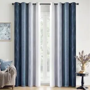 Navy Blue and Greyish White Ombre Blackout Curtains 52Wx84L Set of 2 | Full Room Darkening,Thermal Insulated,84 Inch Long,Grommet Drapes for Bedroom/Living Room,Modern Window Treatments Navy Blue and Greyish White Ombre Blackout Curtains 52Wx84L Set of 2 | Full Room Darkening,Thermal Insulated,84 Inch Long,Grommet Drapes for Bedroom/Living Room,Modern Window Treatments