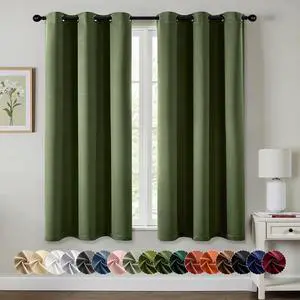 Blackout Curtains for Bedroom 2 Panels 40 x 63 Inch Long Olive Green | Thermal Insulated, Living Room Darkening Grommet Drapes, Noise Reducing, Light Blocking Window Treatments Blackout Curtains for Bedroom 2 Panels 40 x 63 Inch Long Olive Green | Thermal Insulated, Living Room Darkening Grommet Drapes, Noise Reducing, Light Blocking Window Treatments