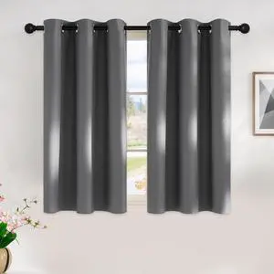 Grey Kitchen Blackout Short Curtain Panels for Bedroom, 45 Inch Long Thermal Insulated Grommet Top Blackout Draperies and Drapes (2 Panels, W42 x L45 -Inch, Grey) Grey Kitchen Blackout Short Curtain Panels for Bedroom, 45 Inch Long Thermal Insulated Grommet Top Blackout Draperies and Drapes (2 Panels, W42 x L45 -Inch, Grey)