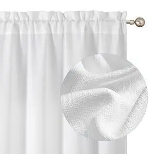 White Curtains 63 Inch Length 2 Panels | Faux Linen Textured, Light Filtering, Soft Airy, Rod Pocket, Window Treatment Drapes, Living Room Bedroom, Each 40Wx63L Inch White Curtains 63 Inch Length 2 Panels | Faux Linen Textured, Light Filtering, Soft Airy, Rod Pocket, Window Treatment Drapes, Living Room Bedroom, Each 40Wx63L Inch