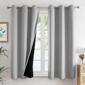 100% Blackout Curtains for Bedroom 63 Inch Long with Black Liner | 2 Thick Layers, Thermal Insulated, Grommet, Window Treatment, Living Room Drapes, 2 Panels Set, Light Grey, 42 x 63 Inch 100% Blackout Curtains for Bedroom 63 Inch Long with Black Liner | 2 Thick Layers, Thermal Insulated, Grommet, Window Treatment, Living Room Drapes, 2 Panels Set, Light Grey, 42 x 63 Inch