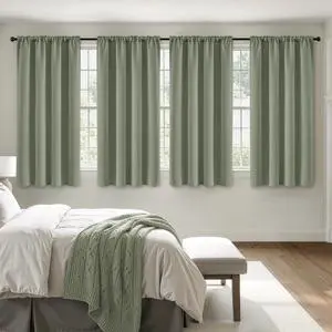 Sage Green Blackout Curtains 63 Inch Length for Bedroom 4 Panels | Solid Light Blocking Drapes, Room Thermal Insulation, Privacy Window Treatment Curtains,Top and Bottom Rod Pocket Sage Green Blackout Curtains 63 Inch Length for Bedroom 4 Panels | Solid Light Blocking Drapes, Room Thermal Insulation, Privacy Window Treatment Curtains,Top and Bottom Rod Pocket