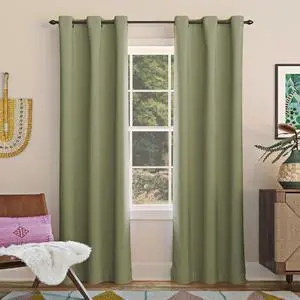 Energy Saving Blackout Grommet Curtain Panel, 40" x 84", Sage Green Energy Saving Blackout Grommet Curtain Panel, 40" x 84", Sage Green