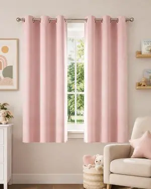 Blush Pink Blackout Curtains 63 Inches Long 2 Panels | W40"xL63", For Girls Room, For Nursery, Thermal Insulated, Blackout Drapes,Grommet, Noise Reducing Blush Pink Blackout Curtains 63 Inches Long 2 Panels | W40"xL63", For Girls Room, For Nursery, Thermal Insulated, Blackout Drapes,Grommet, Noise Reducing