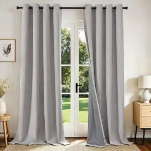 Blackout Curtains 84 Inch Long, Linen Black Out Curtains for Bedroom 2 Panels with Grommet, Thermal Insulated, Noise Reducing Room Darkening Drapes Privacy Protection for Living Room Window Blackout Curtains 84 Inch Long, Linen Black Out Curtains for Bedroom 2 Panels with Grommet, Thermal Insulated, Noise Reducing Room Darkening Drapes Privacy Protection for Living Room Window