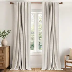 100% Blackout Linen Curtains for Bedroom 40W x 84L Cream 2 Panels | 84 inches Long, Thermal Insulated, Room Darkening, Black Out Drapes for Living Room, Back Tab Rod Pocket 100% Blackout Linen Curtains for Bedroom 40W x 84L Cream 2 Panels | 84 inches Long, Thermal Insulated, Room Darkening, Black Out Drapes for Living Room, Back Tab Rod Pocket
