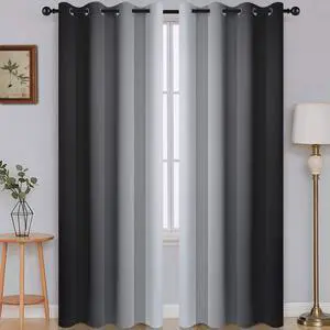 Ombre Black to Grey White Curtains for Living Room 52Wx84L | Room Darkening Curtains for Bedroom,Gradient Light Blocking Curtain,Thermal Insulated Grommet Window Drapes,2 Panels,84 Inch Ombre Black to Grey White Curtains for Living Room 52Wx84L | Room Darkening Curtains for Bedroom,Gradient Light Blocking Curtain,Thermal Insulated Grommet Window Drapes,2 Panels,84 Inch