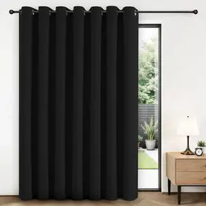 Blackout Patio Sliding Door Curtains, Privacy Room Divider Curtains | Extra Wide Thermal Blackout Curtains for Bedroom Living Room, Curtain for Patio Door (Black, 100Wx84L, 1 Panel) Blackout Patio Sliding Door Curtains, Privacy Room Divider Curtains | Extra Wide Thermal Blackout Curtains for Bedroom Living Room, Curtain for Patio Door (Black, 100Wx84L, 1 Panel)
