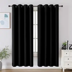 Black Blackout Curtains 72 Inches Long, Thermal Insulated Noise Reducing Grommet Window Drapes for Bedroom & Living Room(52x72 Inch, 2 Panels) Black Blackout Curtains 72 Inches Long, Thermal Insulated Noise Reducing Grommet Window Drapes for Bedroom & Living Room(52x72 Inch, 2 Panels)
