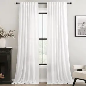 Linen White Curtains 84 inches Long for Bedroom Back Tab Privacy Light Filtering Semi Sheer White Boho Farmhouse Curtain Drapes Cotton Textured Modern Elegant Coastal Living Room Decor Off White Linen White Curtains 84 inches Long for Bedroom Back Tab Privacy Light Filtering Semi Sheer White Boho Farmhouse Curtain Drapes Cotton Textured Modern Elegant Coastal Living Room Decor Off White