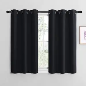 Black Blackout Curtains for Bedroom 29" Wide x 30" Long 2 Panels | Thermal Insulated Grommet Top Draperies Drapes for Basement, Light Blocking Noise Reducing Room Darkening Window Decor Black Blackout Curtains for Bedroom 29" Wide x 30" Long 2 Panels | Thermal Insulated Grommet Top Draperies Drapes for Basement, Light Blocking Noise Reducing Room Darkening Window Decor