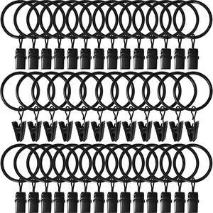 40 Pack Curtain Rings with Clips, Drapery Clips with Rings, Drapes Rings 1.26 in Interior Diameter, Fits up to 1 in Curtain Rod, Black 40 Pack Curtain Rings with Clips, Drapery Clips with Rings, Drapes Rings 1.26 in Interior Diameter, Fits up to 1 in Curtain Rod, Black