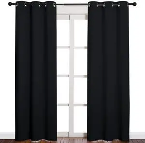 Black Blackout Curtains for Living Room 42 x 84 inches 2 Panels | Thermal Insulated Soft Fabric Privacy Protection Sound Reducing Drapes Room Darkening Noise Blocking for Bedroom Home Theater Black Blackout Curtains for Living Room 42 x 84 inches 2 Panels | Thermal Insulated Soft Fabric Privacy Protection Sound Reducing Drapes Room Darkening Noise Blocking for Bedroom Home Theater