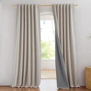 100% Blackout Linen Curtains for Bedroom/Living Room 90" L, 2 PCs | Thermal Insulated & Privacy Curtains with Grey Liner, Noise Reducing Farmhouse Style, Natural, W52 x L90 in Each 100% Blackout Linen Curtains for Bedroom/Living Room 90" L, 2 PCs | Thermal Insulated & Privacy Curtains with Grey Liner, Noise Reducing Farmhouse Style, Natural, W52 x L90 in Each