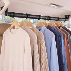Car Clothes Hanger Bar 30-64 Inches - Heavy Duty Wrinkle Free Clothes Rack for Car - Adjustable Telescopic Clothes Rod for Car, Travel, Suv, Truck, Automotive Car Clothes Hanger Bar 30-64 Inches - Heavy Duty Wrinkle Free Clothes Rack for Car - Adjustable Telescopic Clothes Rod for Car, Travel, Suv, Truck, Automotive