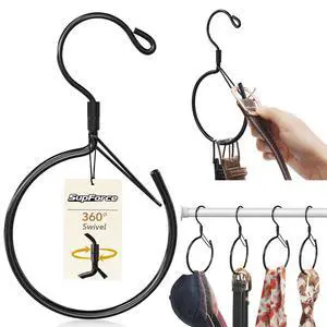 2 Pack Belt Hanger, 360° Swivel Belt Organizer for Closet, Black | S Hook Design, Tangled Belt Relief, Drawer Clutter Control, No Drill Setup, Easy Access, Rust-Resistant, Bedroom/Dorm/RV Use 2 Pack Belt Hanger, 360° Swivel Belt Organizer for Closet, Black | S Hook Design, Tangled Belt Relief, Drawer Clutter Control, No Drill Setup, Easy Access, Rust-Resistant, Bedroom/Dorm/RV Use