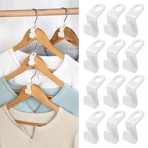50 PCS Space Saving Hanger - Clothes Connector Hooks, Stacking Space Saver, Plastic Closet Organizers and Storage Extender for Heavy Duty Cascading Connection (White) 50 PCS Space Saving Hanger - Clothes Connector Hooks, Stacking Space Saver, Plastic Closet Organizers and Storage Extender for Heavy Duty Cascading Connection (White)
