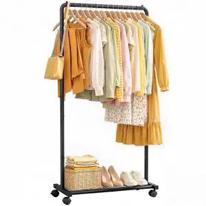 Clothes Rack - Clothing Rack with Storage Mesh Shelf & Casters, Heavy-Duty Metal Clothing Rack for Hanging Clothes, Dresses, Coats, Large Load Capacity, Easy Assembly, Black, 28.0"x16.9"x59.0" Clothes Rack - Clothing Rack with Storage Mesh Shelf & Casters, Heavy-Duty Metal Clothing Rack for Hanging Clothes, Dresses, Coats, Large Load Capacity, Easy Assembly, Black, 28.0"x16.9"x59.0"