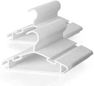 Kids Plastic Hangers, Baby Clothes Hangers for Closet 50 Packs Non-Slip Toddler Hangers for Infant Child Clothing, Small Children, for Pants Coats Skirts (White) Kids Plastic Hangers, Baby Clothes Hangers for Closet 50 Packs Non-Slip Toddler Hangers for Infant Child Clothing, Small Children, for Pants Coats Skirts (White)