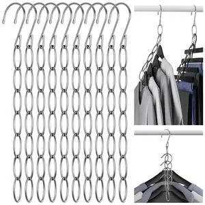 Space Saving Hangers 10-Pack, Metal Closet Organizer with Safety Cap | 7-Loop Retractable Design Chain Hanger for Compact Storage, Ideal for Travel,Dorm & Office, Wrinkle-Reducing for All Garments Space Saving Hangers 10-Pack, Metal Closet Organizer with Safety Cap | 7-Loop Retractable Design Chain Hanger for Compact Storage, Ideal for Travel,Dorm & Office, Wrinkle-Reducing for All Garments